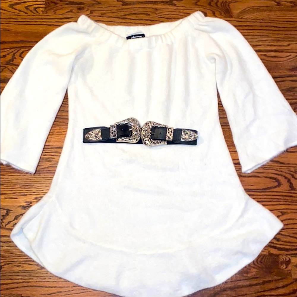 Never Worn White Off Shoulder Dress w/ belt